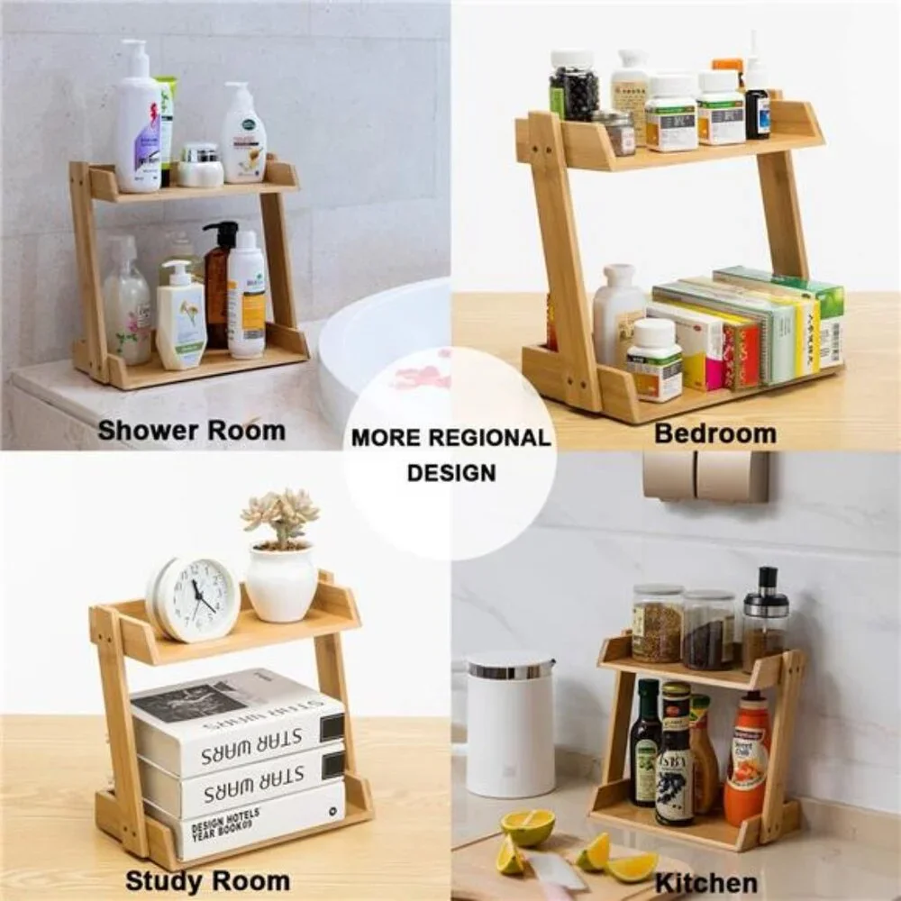Bamboo Makeup & Countertop Organizer, Small -2 Layer Cosmetics,Lipsticks,Jewelry